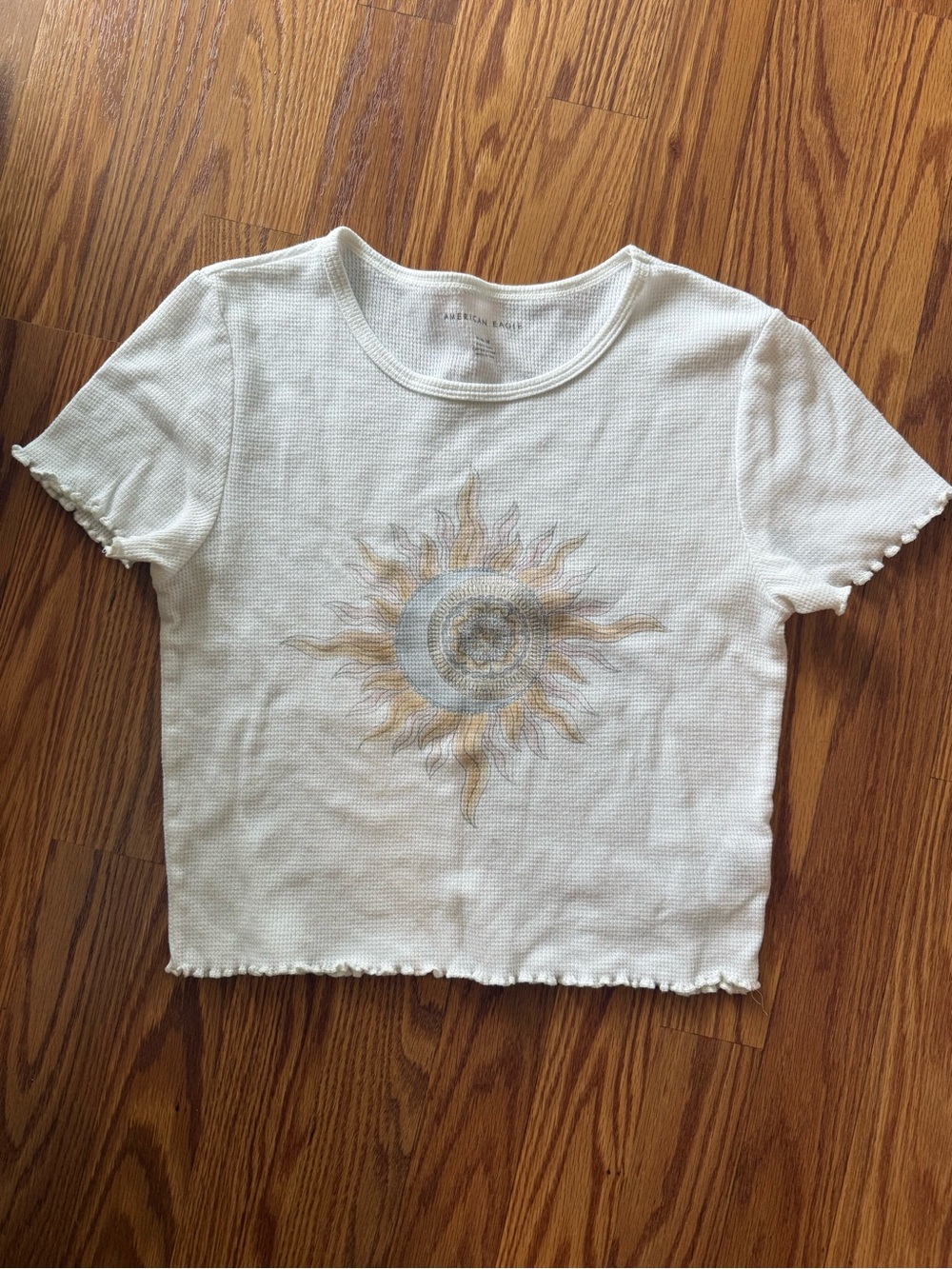 American Eagle Outfitters White Sun & Moon Ribbed Crop Tee